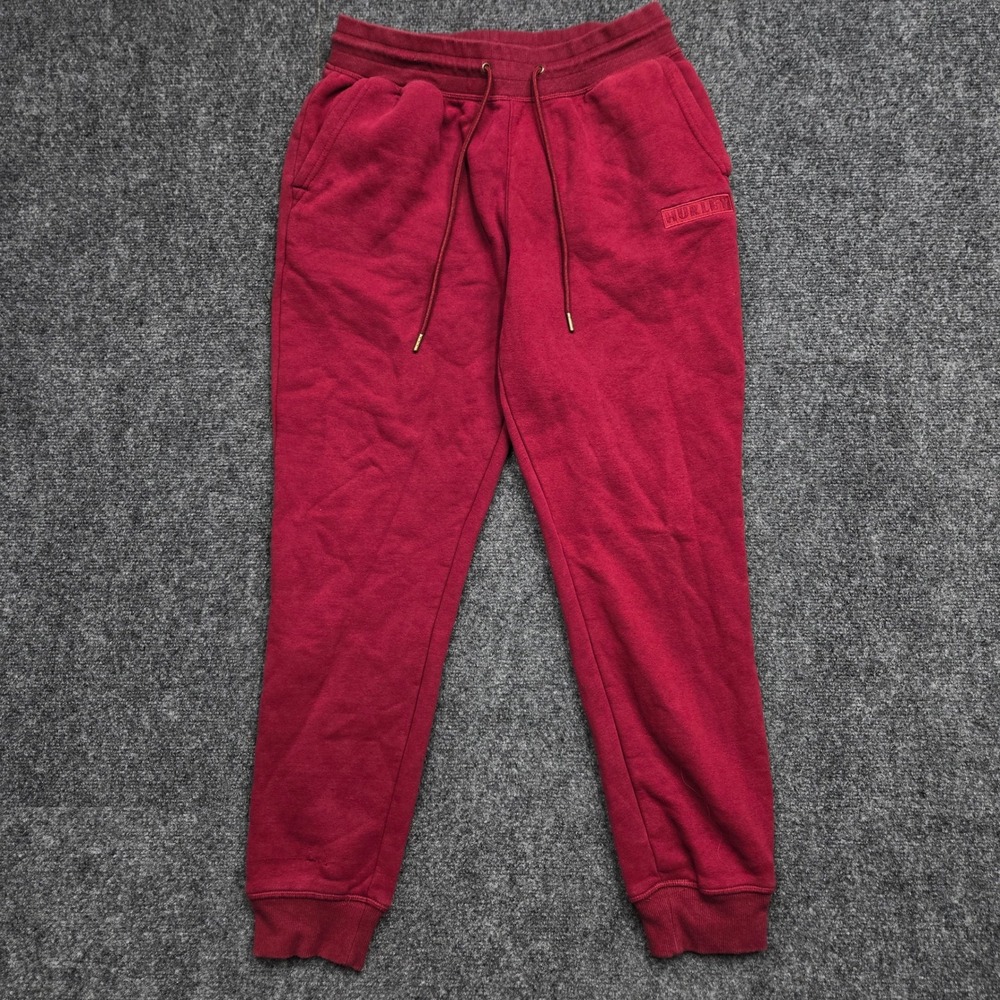 Hurley Mens Size Medium W30 30x28 Fleece Joggers Red Drawstring Sweatpants